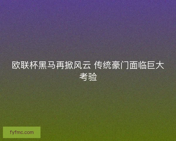 欧联杯黑马再掀风云 传统豪门面临巨大考验